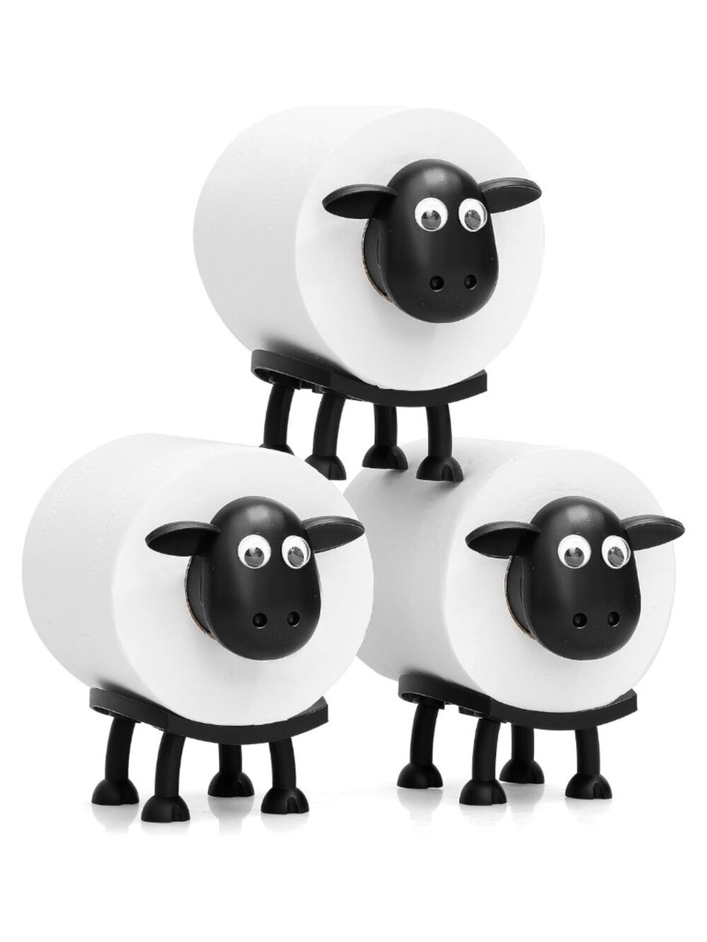 3D Printed Black Sheep Toilet Paper Holder Set Free Standing Bathroom Decor